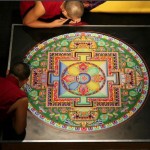 Monks creating mandala in Chicago
