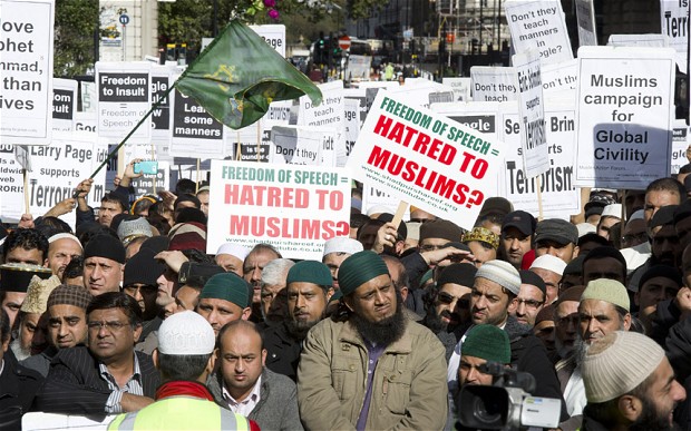 Muslims Protest outside Google HQ London