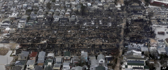 homes devastated by fires brought by Hurricane Sandy